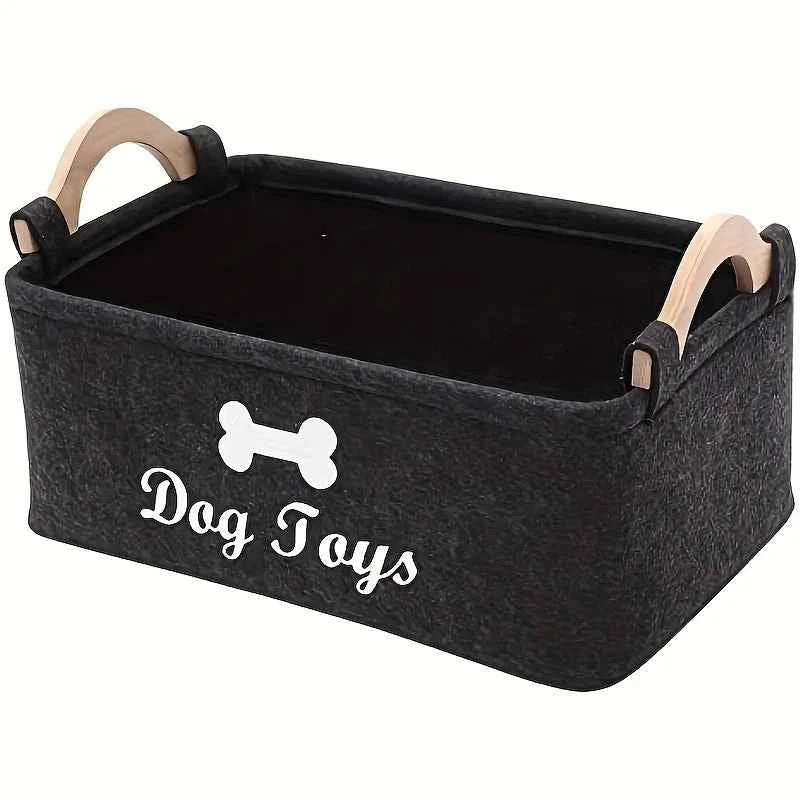 1pc Foldable Square Pet Storage Box with Sturdy Handles - Spacious Suitable for a Pet Organizer Basket, Easy-Clean Felt Design ﻿