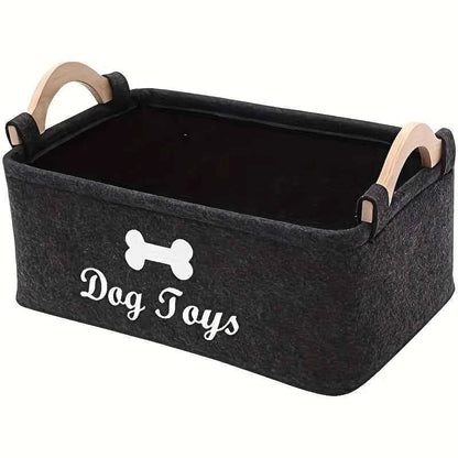 1pc Foldable Square Pet Storage Box with Sturdy Handles - Spacious Suitable for a Pet Organizer Basket, Easy-Clean Felt Design ﻿
