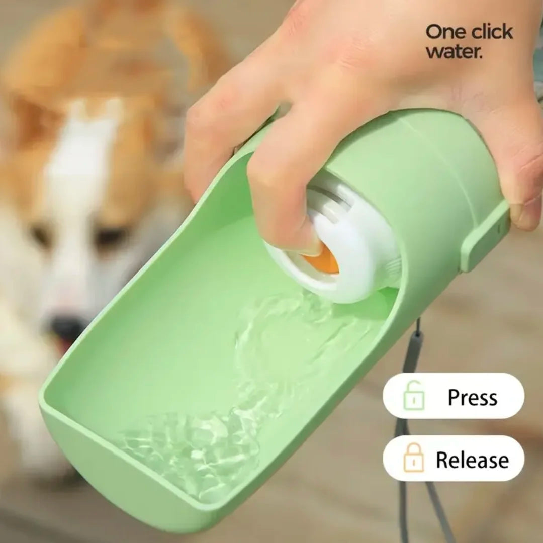 Foldable 2-in-1 Pet Outdoor Drinking Food Feeder Bottle
