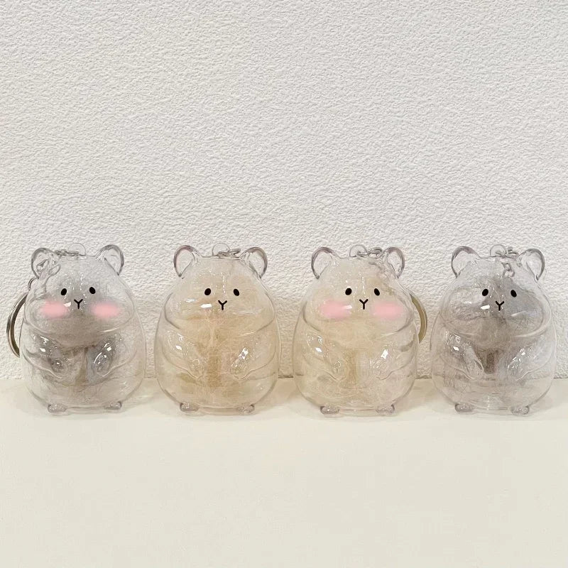 Hamster Fur Storage Keychain Cute Pet Shaped