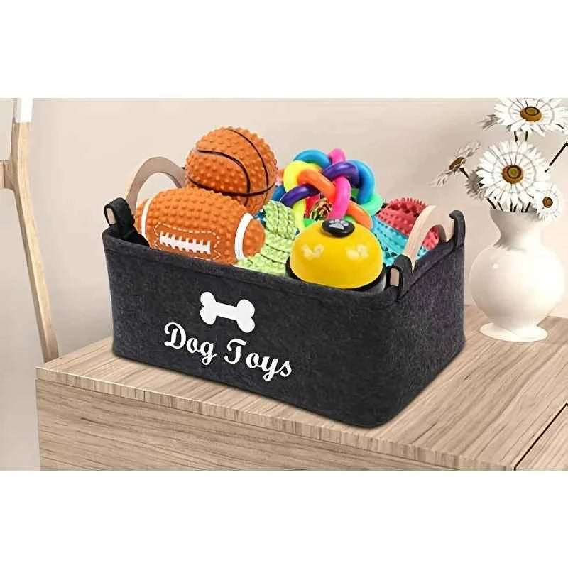 1pc Foldable Square Pet Storage Box with Sturdy Handles - Spacious Suitable for a Pet Organizer Basket, Easy-Clean Felt Design ﻿