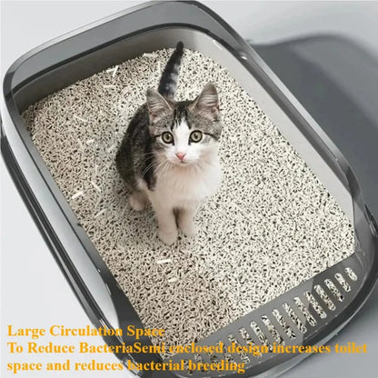 Semi-Enclosed Cat Litter Box
