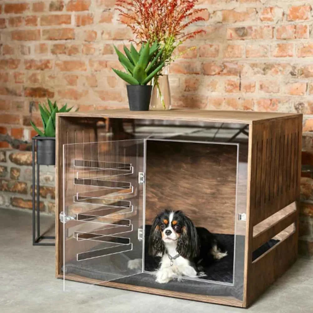 Heavy Duty Dog Crate Furniture Solid Wood Puppy Pet Cages Crates for Large Dogs Modern Indoor Wooden Dog Crate Kennel House