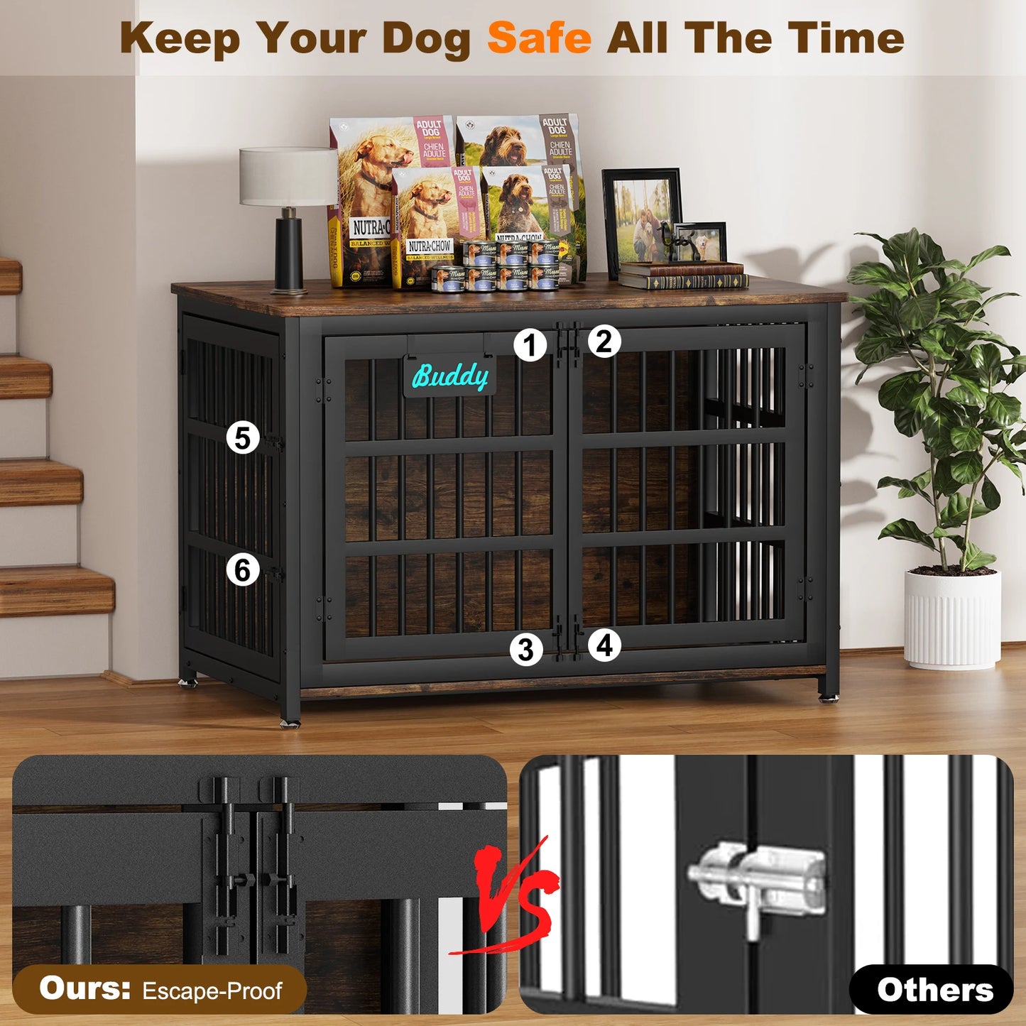 Dog Crate Furniture with Casters