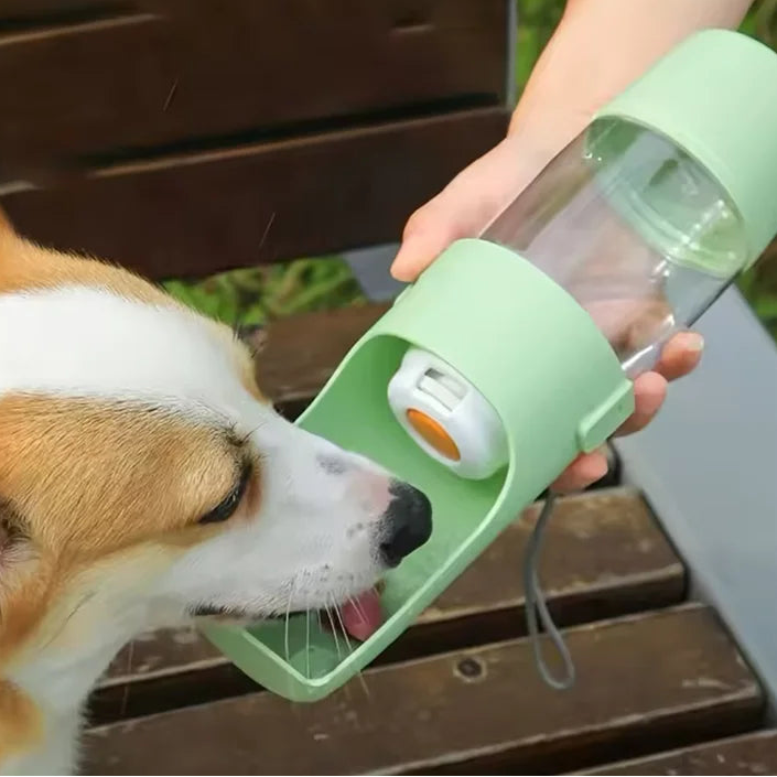 Foldable 2-in-1 Pet Outdoor Drinking Food Feeder Bottle