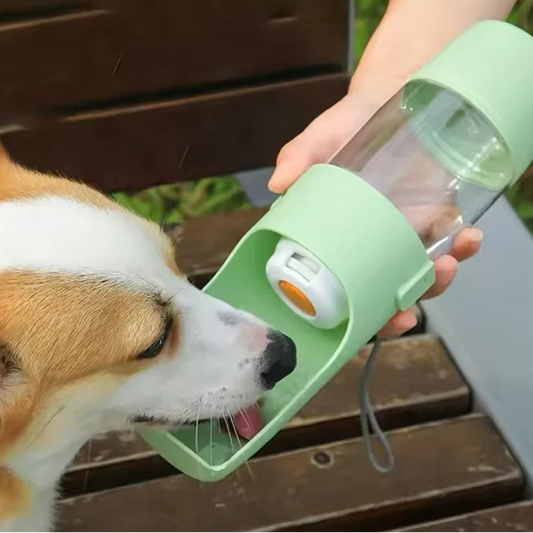 Foldable 2-in-1 Pet Outdoor Drinking Food Feeder Bottle