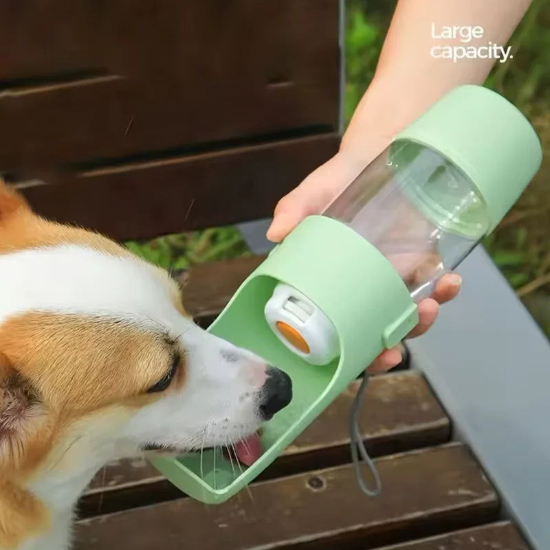 Foldable 2-in-1 Pet Outdoor Drinking Food Feeder Bottle