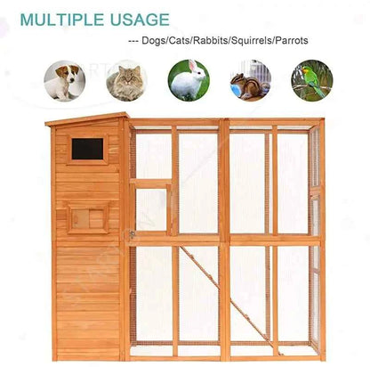 Hot Sale Pet Cage Cat House Cages Wooden Large Cheap Animal Outdoor Solid Wood Pet Villa Houses Furniture