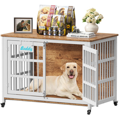 Dog Crate Furniture with Casters