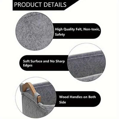 1pc Foldable Square Pet Storage Box with Sturdy Handles - Spacious Suitable for a Pet Organizer Basket, Easy-Clean Felt Design ﻿