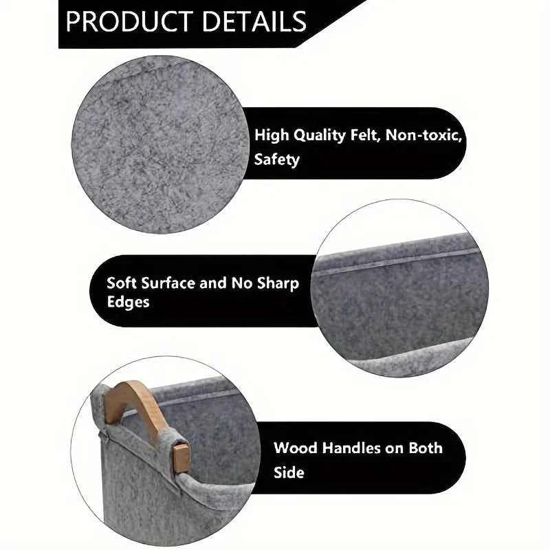1pc Foldable Square Pet Storage Box with Sturdy Handles - Spacious Suitable for a Pet Organizer Basket, Easy-Clean Felt Design ﻿