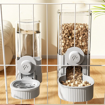 Pet Hanging Water Dispenser & Feeder Bowl