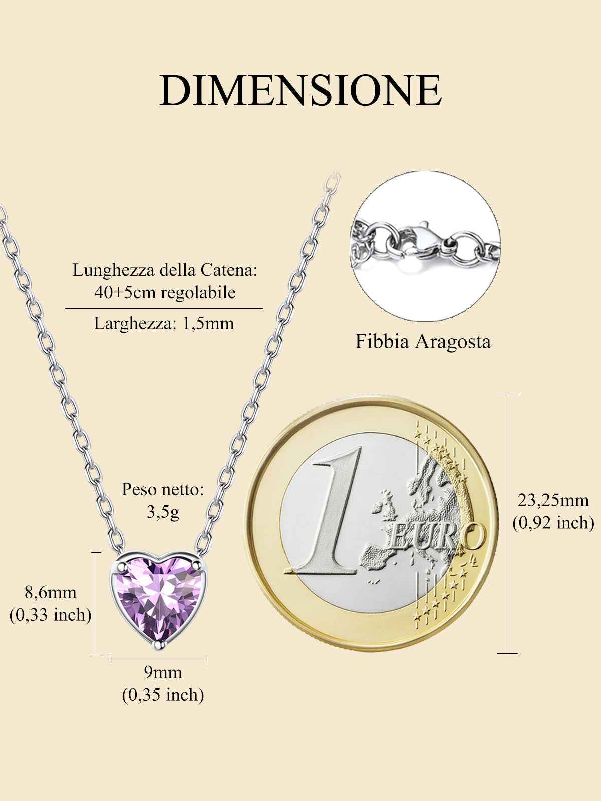 Silver Necklace 925 Sterling Silver Birthstone Love Heart Necklace Mother'S Day Gift